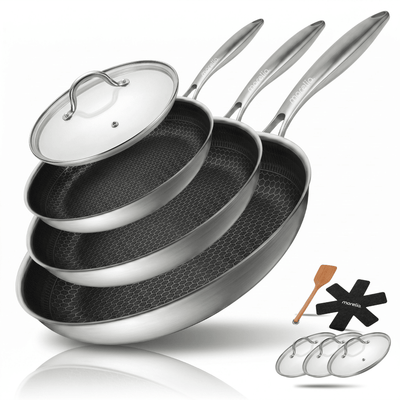 Morelia® Hybrid Koekenpan - 3 Delige Set Met Deksels - moreliacookware