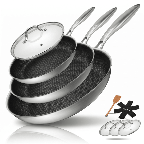 Morelia® Hybrid Koekenpan - 3 Delige Set Met Deksels - moreliacookware